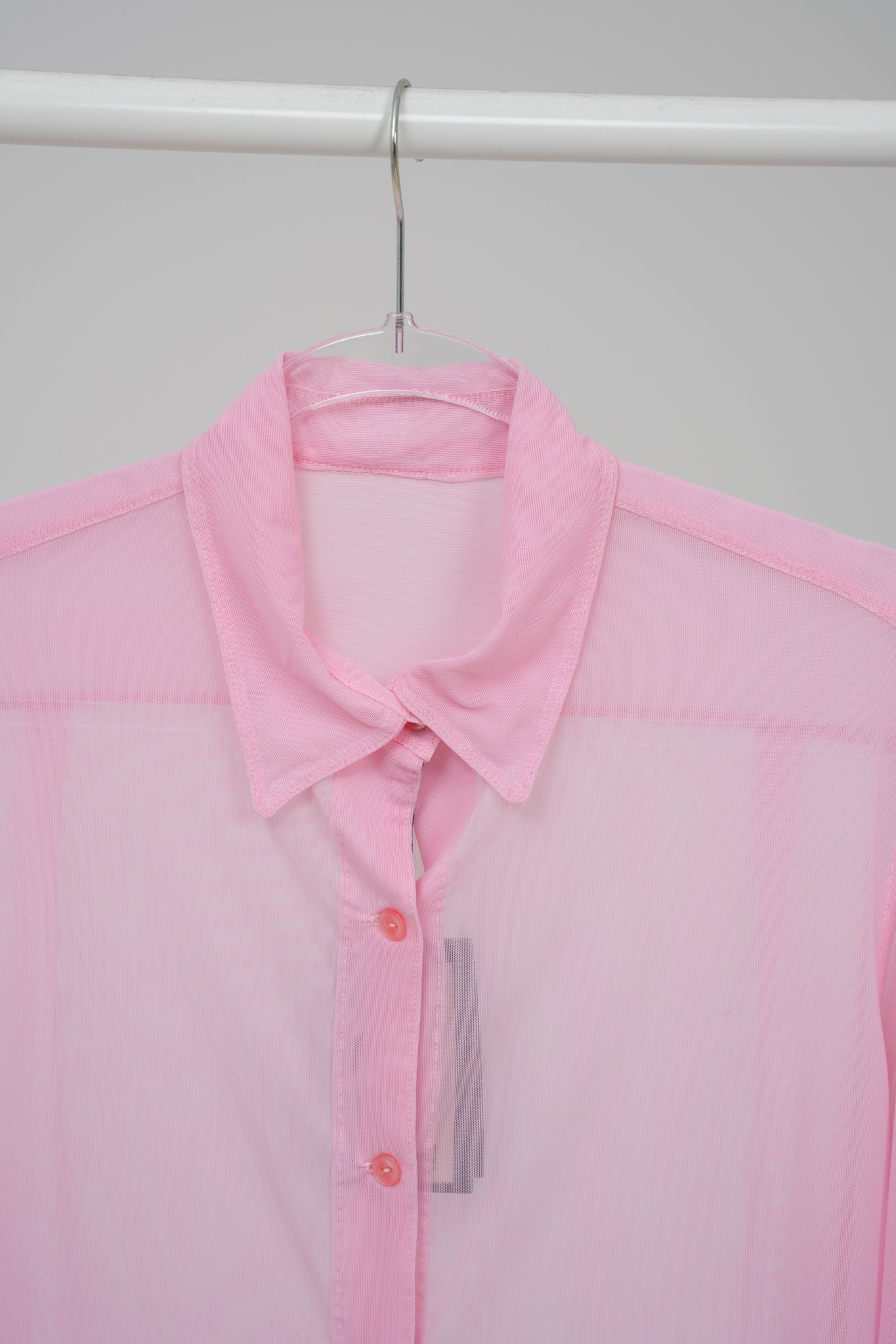 PINK Sheer designer Blouse With Long Sleeves, size M