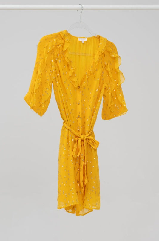 V-neckline dress in yellow Sezane, size S