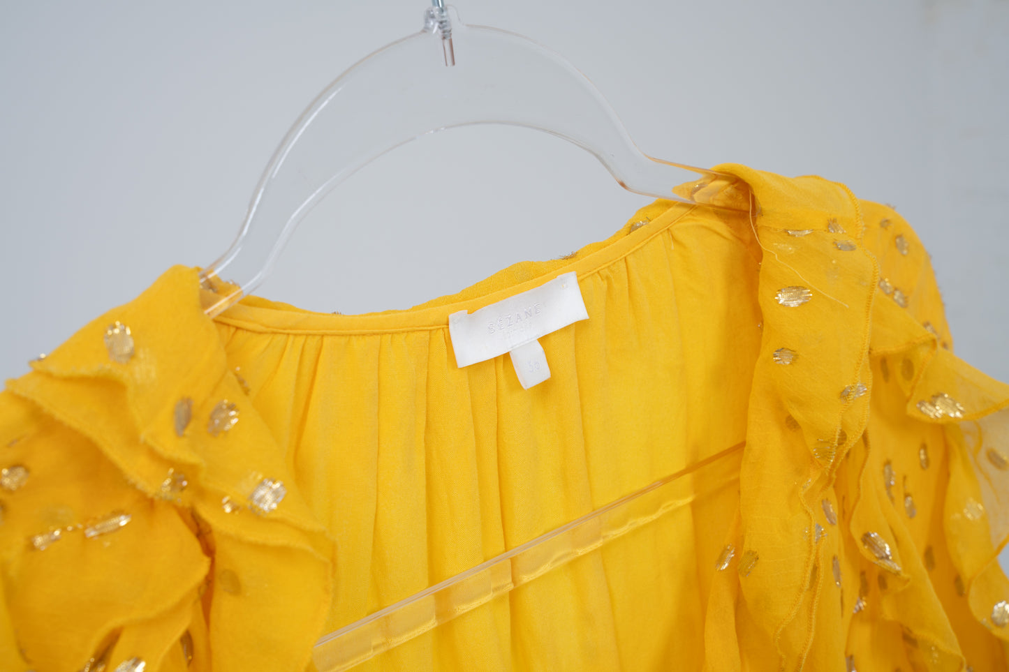 V-neckline dress in yellow Sezane, size S