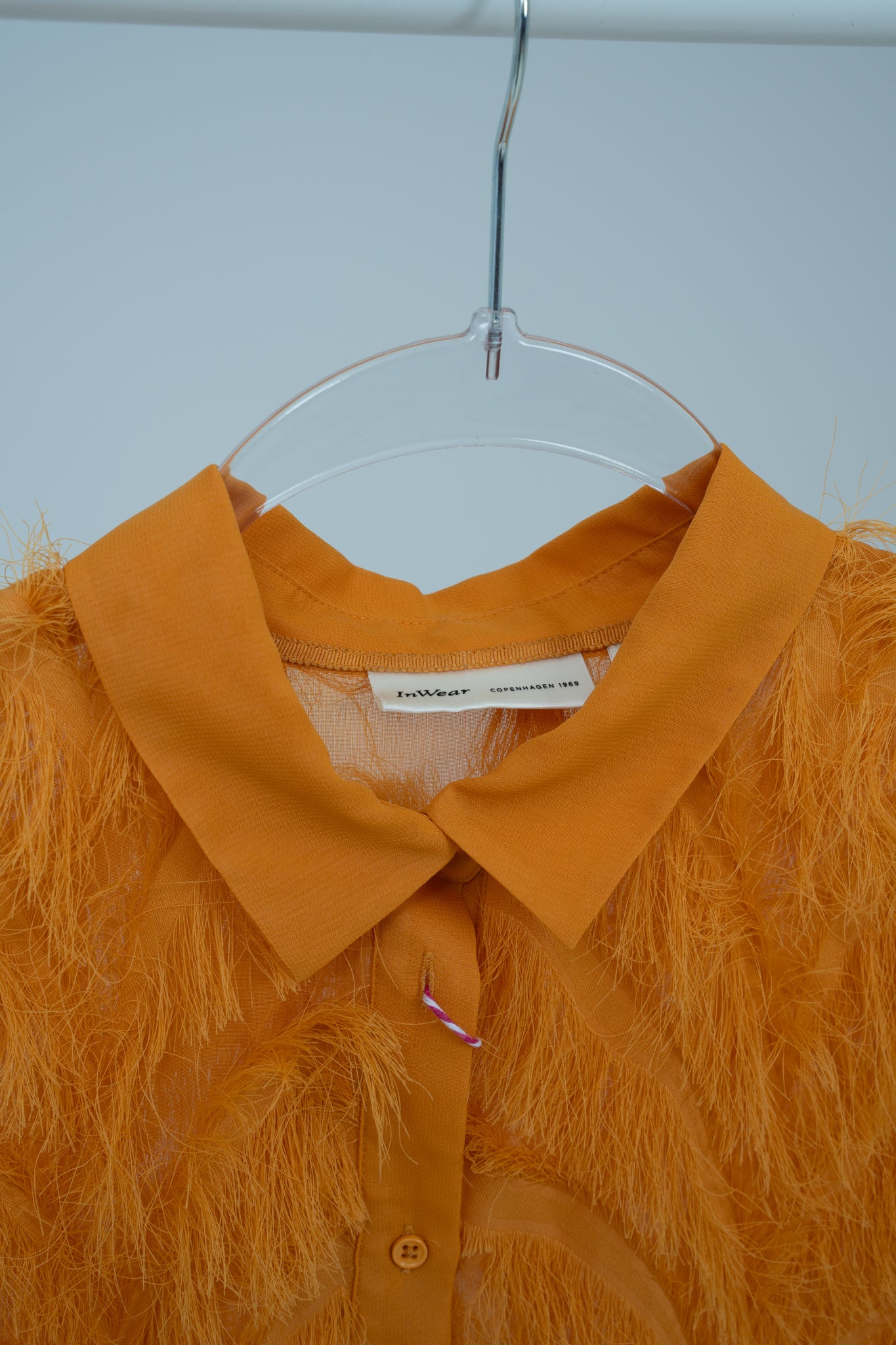 Orange shirt dress with fringes, size S