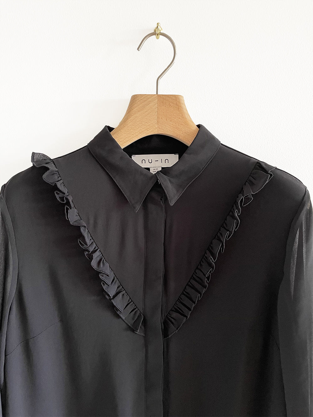 Black Shirt Dress with Riffle, Size S