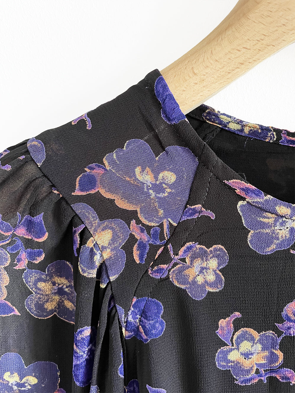 Gathered floral-print georgette dress, Size L