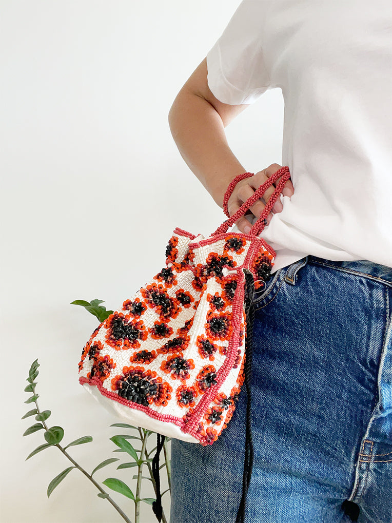 Pouch Bag with Poppy Flowers