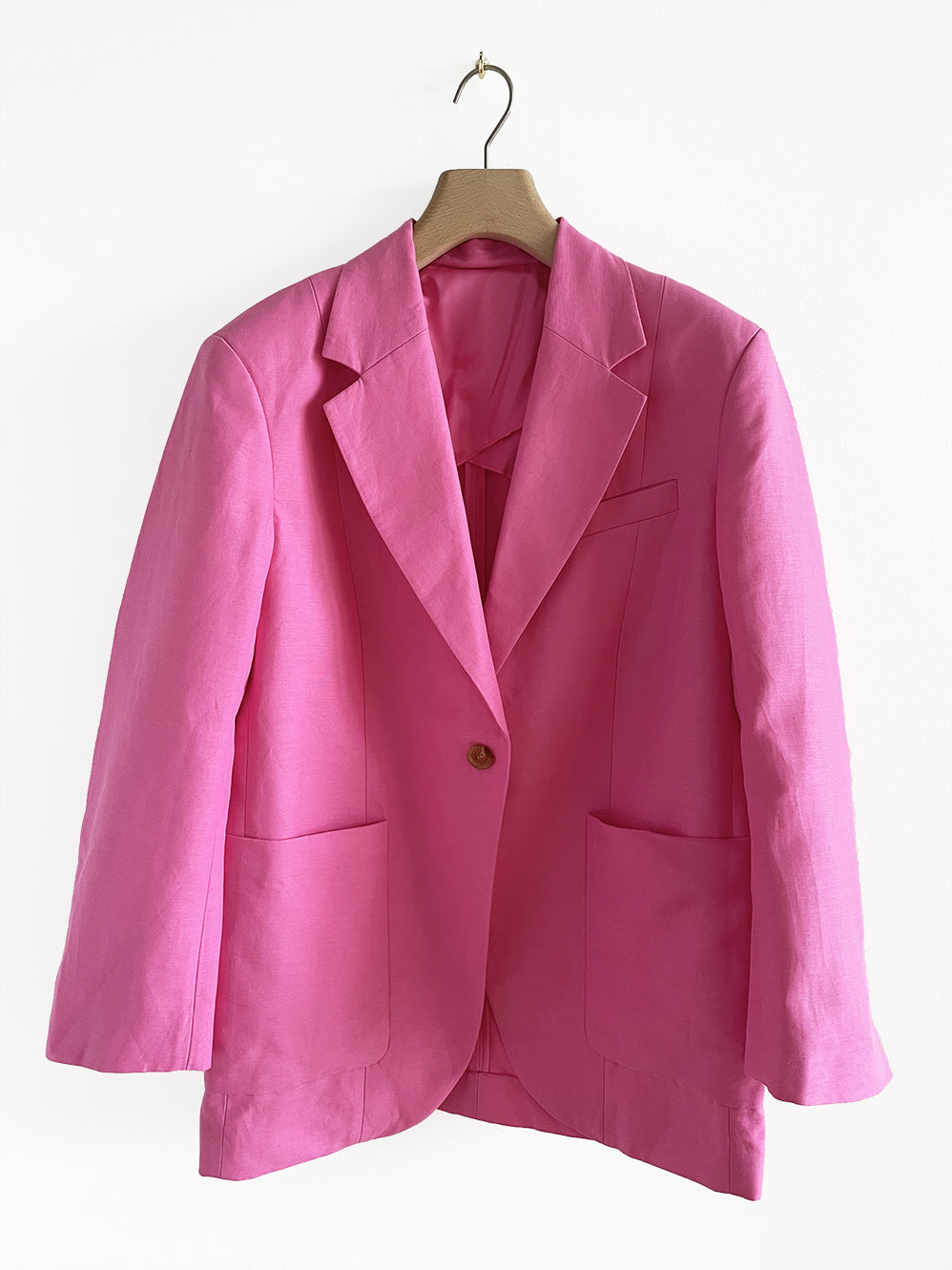Oversized Pink Cotton Blazer, Size S