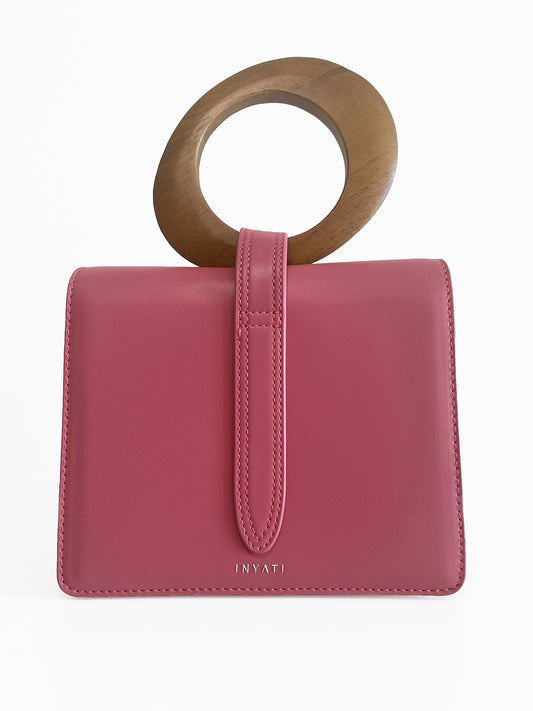 Abbey Pink Bag with Wooden Handle
