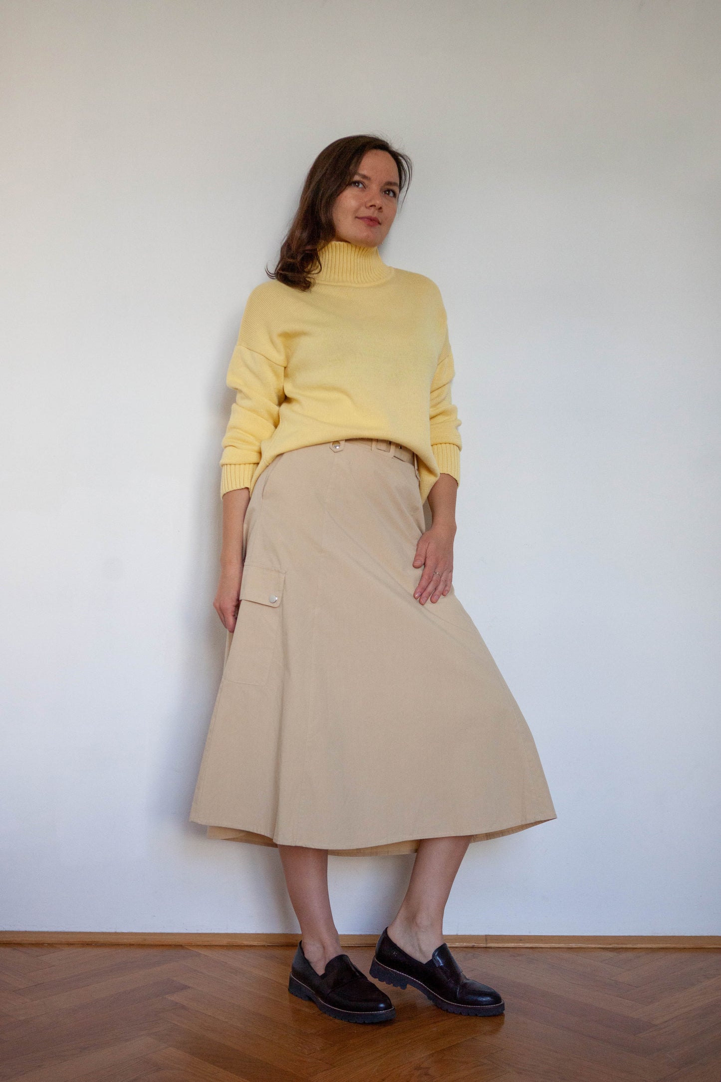 Cotton cargo midi skirt, Size XS