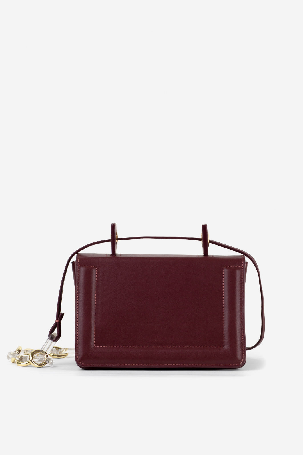 Burgundy Leather Crossbody with Chain